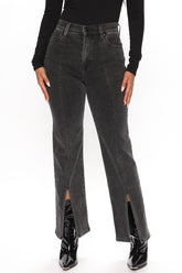 Harlem High Rise Split Hem Bootcut Jeans - Black Ins Street